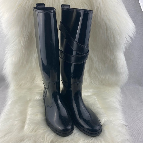 COACH RAIN TALL BOOTS SIZE 7 BLACK COLOR - Picture 1 of 11
